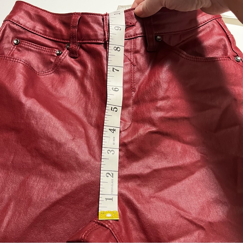 A loves A Womens Size 26 Red Merlot High Rise Ankle Skinny Coated Denim Pant NEW - Picture 8 of 11